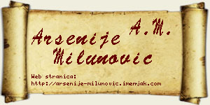Arsenije Milunović vizit kartica